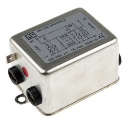 1 pcs - RS PRO 5A 240 V ac 50/60Hz, Chassis Mount RFI Filter, Fast-On