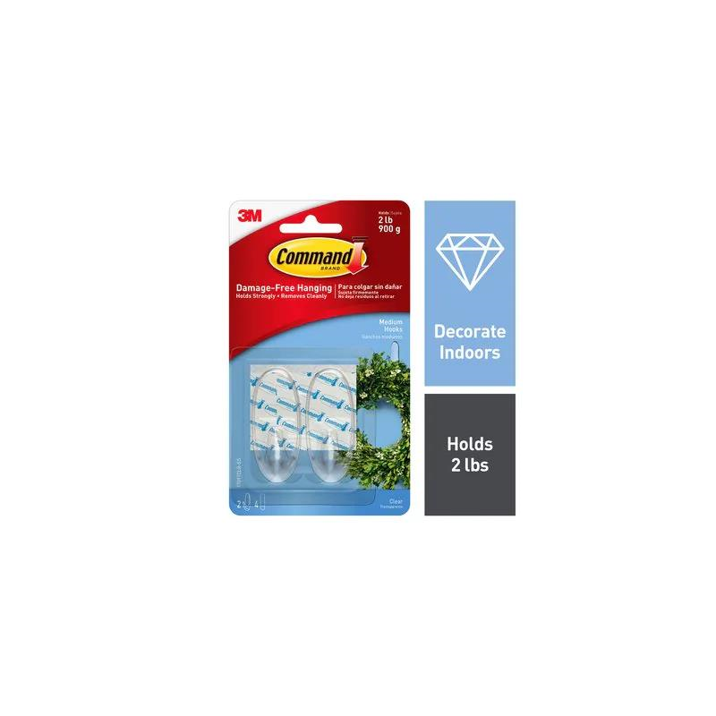 1 pcs : 17091CLR-ES - COMMAND MEDIUM CLEAR HOOKS W