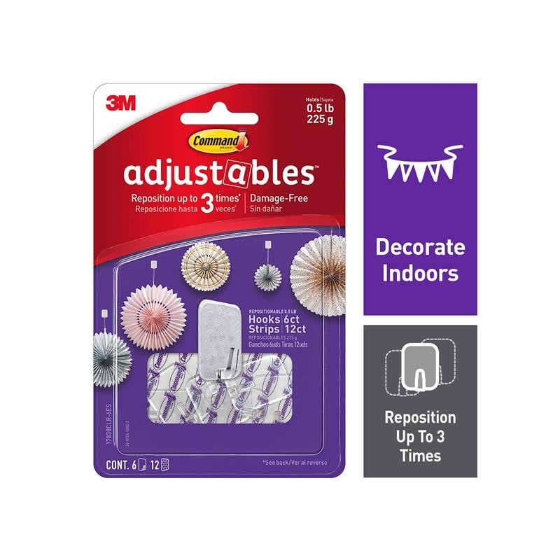 1 pcs : 17830CLR-6ES - COMMAND ADJUSTABLES REPOSITIONAB