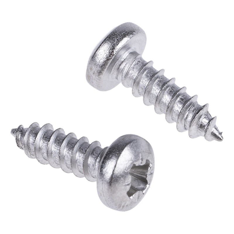 1 Bag of 100 - RS PRO Plain Stainless Steel Pan Head Self Tapping Screw, N°4 x 3/8in Long 9.5mm Long