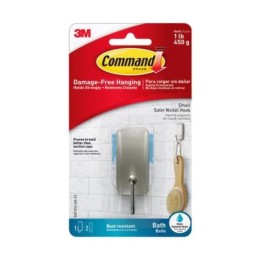 1 pcs : BATH33-SN-ES - COMMAND BATH SMALL HOOK SATIN NI