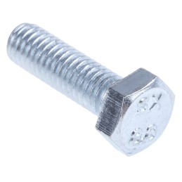 1 Bag of 100 - Zinc plated & clear Passivated Steel Hex, Hex Bolt, M6 x 20mm