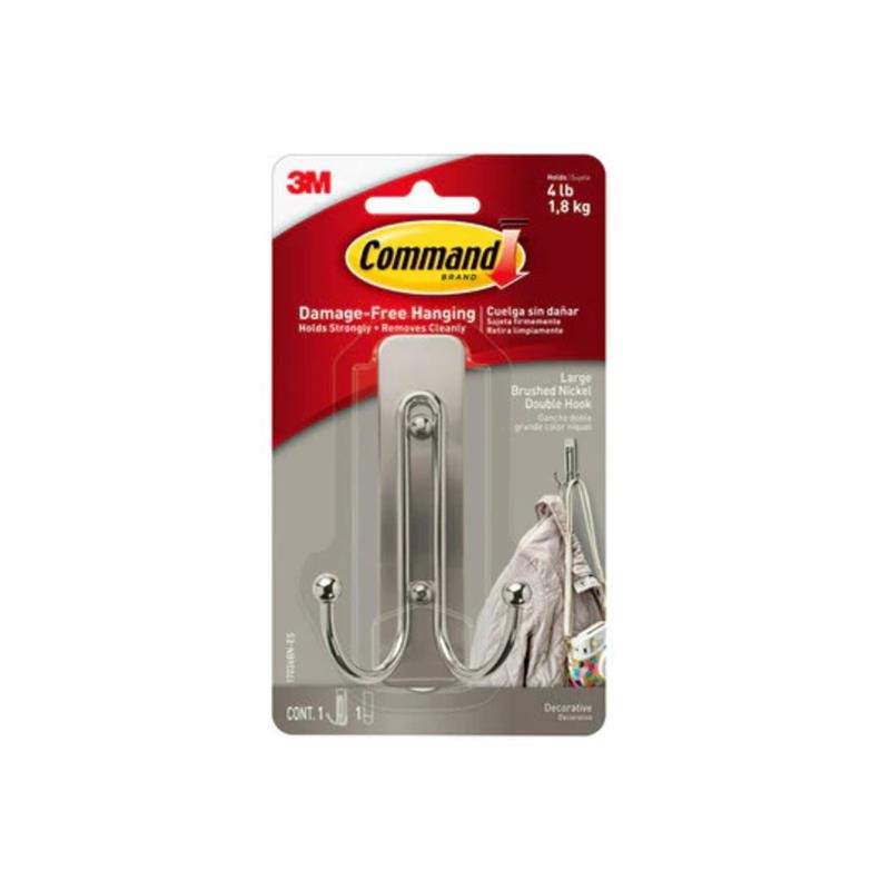 1 pcs : 17036BN-ES - COMMAND LARGE BRUSHED NICKEL DOU