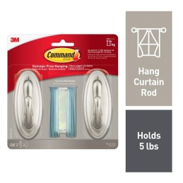 1 pcs : 17053BN-2ES - COMMAND CURTAIN ROD HOOKS, 2 HOO