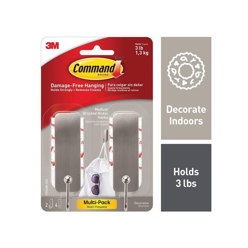 1 pcs : 17034BN-2ES - COMMAND MEDIUM BRUSHED NICKEL HO