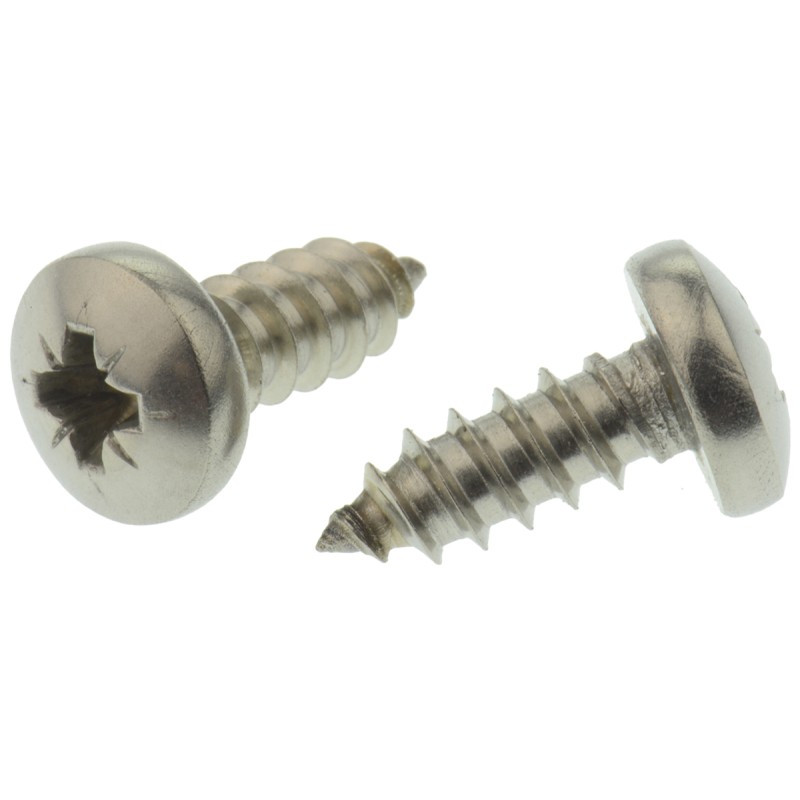 1 Bag of 100 - RS PRO Plain Stainless Steel Pan Head Self Tapping Screw, N°10 x 1/2in Long 13mm Long