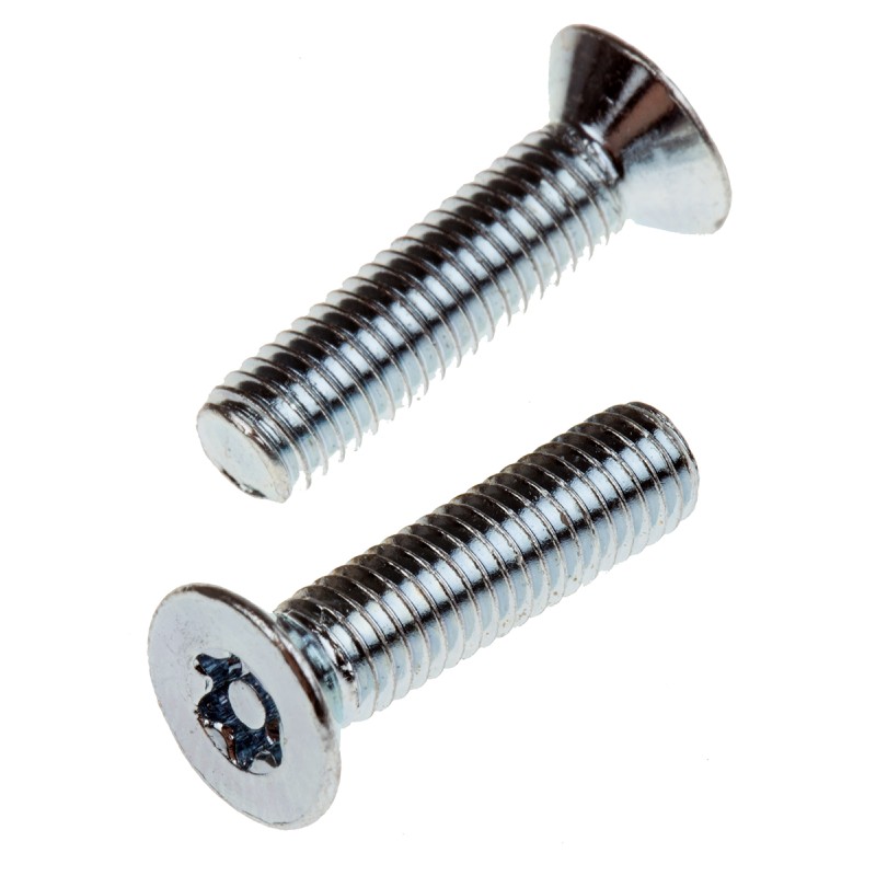 1 Bag of 100 - RS PRO Bright Zinc Plated Flat Steel Tamper Proof Security Screw, M5 x 20mm