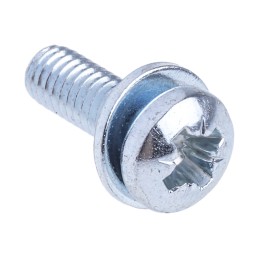 1 Bag of 100 - RS PRO M4 x 12 mmmm Zinc Plated Steel Pan Head Sems Screw, Plain Washer