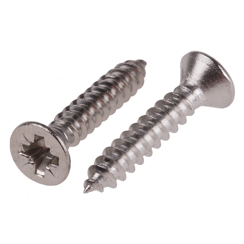 1 Bag of 100 - RS PRO Plain Stainless Steel Countersunk Head Self Tapping Screw, N°6 x 3/4in Long 19mm Long