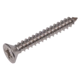 1 Bag of 100 - RS PRO Plain Stainless Steel Countersunk Head Self Tapping Screw, N°6 x 1in Long 25mm Long