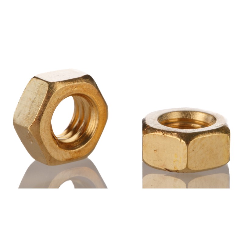 1 Bag of 100 - RS PRO, Plain Brass Hex Nut, DIN 934, M6