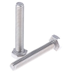1 Bag of 100 - Plain Stainless Steel Hex, Hex Bolt, M4 x 25mm