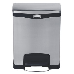 1 pcs - Rubbermaid Commercial Products Slim Jim 30L Chrome Pedal Stainless Steel Waste Bin
