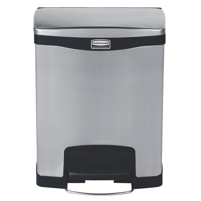 1 pcs - Rubbermaid Commercial Products Slim Jim 30L Chrome Pedal Stainless Steel Waste Bin