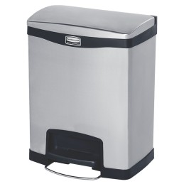 1 pcs - Rubbermaid Commercial Products Slim Jim 30L Chrome Pedal Stainless Steel Waste Bin