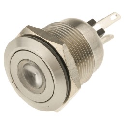 10 pcs - Bulgin MPI001 Series Illuminated Push Button Switch, Momentary, Panel Mount, 19.2mm Cutout, SPST, Green/Blue LED, 24V