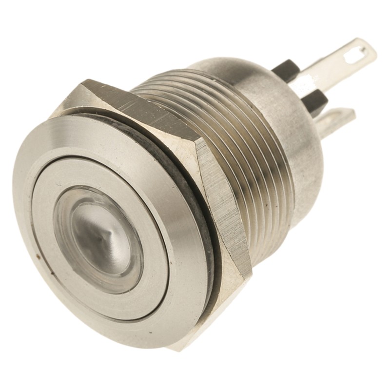 10 pcs - Bulgin MPI001 Series Illuminated Push Button Switch, Momentary, Panel Mount, 19.2mm Cutout, SPST, Green/Blue LED, 24V