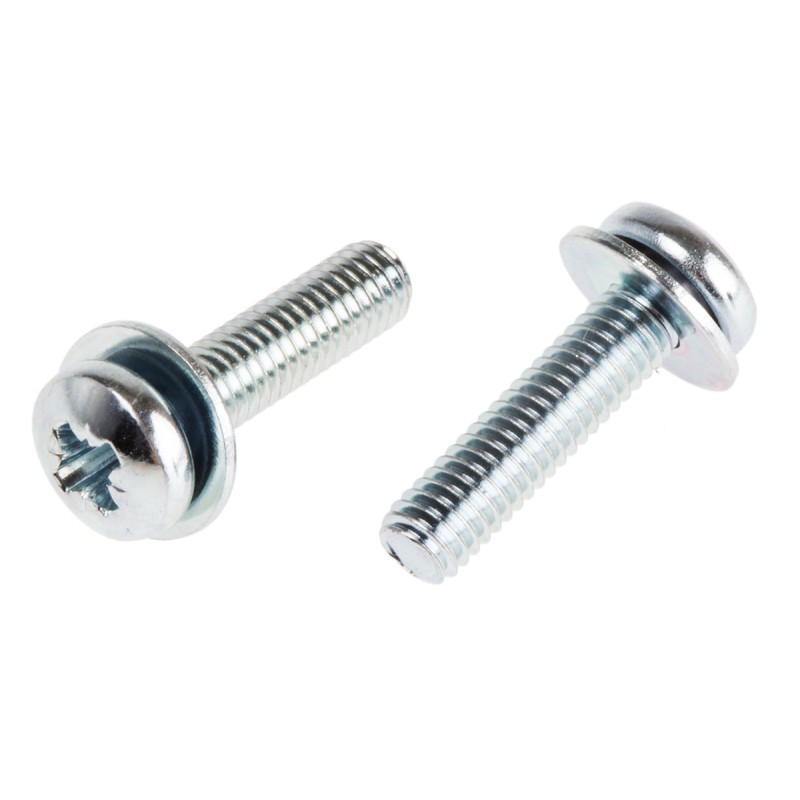 1 Bag of 100 - RS PRO M3 x 12 mmmm Zinc Plated Steel Pan Head Sems Screw, Plain Washer