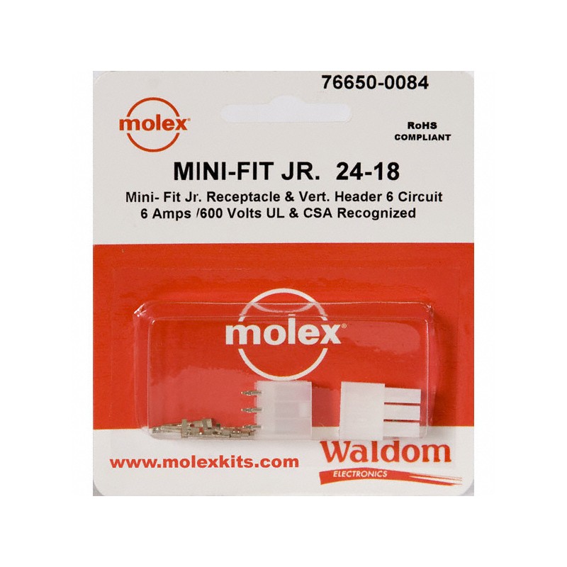 1 pcs : 0766500084 - KIT CONN MINI-FIT JR 6 CIRC VERT