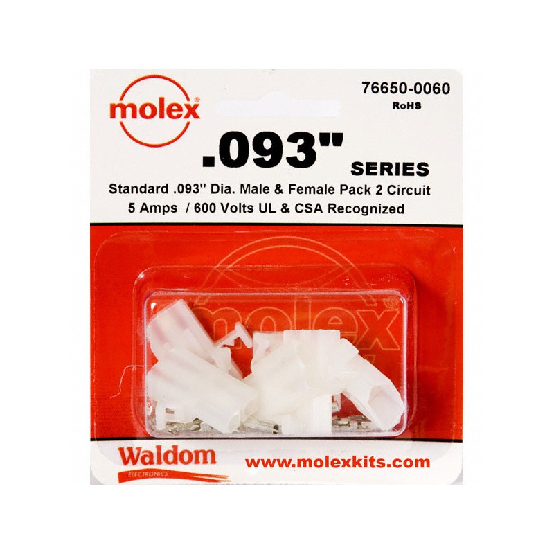 1 pcs : 0766500060 - KIT CONN STD .093' 2 CIRCUITS
