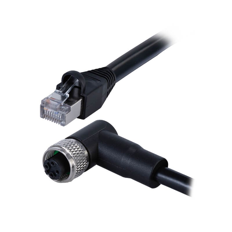 1 pcs : CDM1278-04D-01FRA-1M-RJ45-67 - M12 FEMALE MOLDED CABLE,ANGLED,