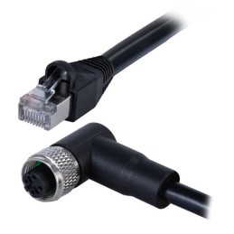 1 pcs : CDM1261-04D-01FRA-1M-RJ45-67 - M12 FEMALE MOLDED CABLE,ANGLED,