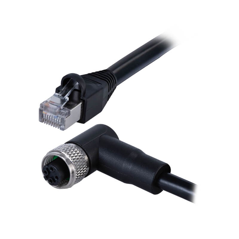 1 pcs : CDM1261-04D-01FRA-1M-RJ45-67 - M12 FEMALE MOLDED CABLE,ANGLED,