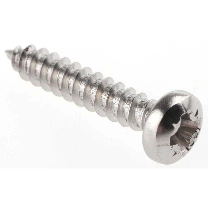 1 Bag of 100 - RS PRO Plain Stainless Steel Pan Head Self Tapping Screw, N°6 x 3/4in Long 19mm Long