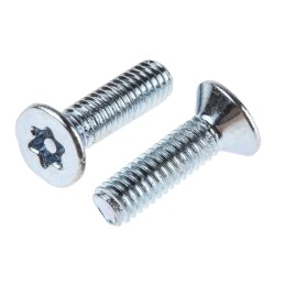 1 Bag of 100 - RS PRO Bright Zinc Plated Flat Steel Tamper Proof Security Screw, M3.5 x 12mm