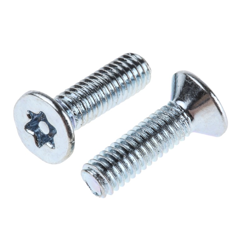 1 Bag of 100 - RS PRO Bright Zinc Plated Flat Steel Tamper Proof Security Screw, M3.5 x 12mm