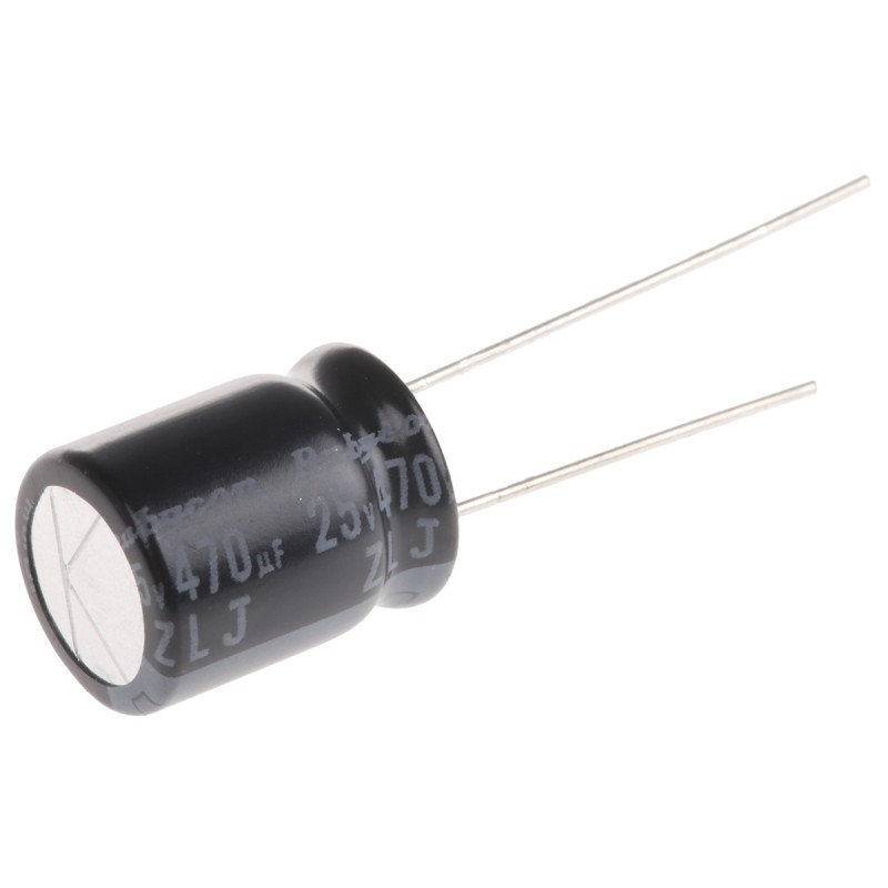 1000 pcs - Rubycon 470μF Aluminium Electrolytic Capacitor 25V dc, Radial, Through Hole - 25ZLJ470M10X12.5