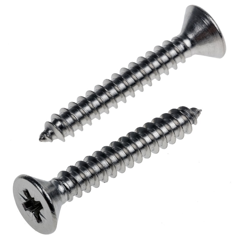 1 Bag of 100 - RS PRO Plain Stainless Steel Countersunk Head Self Tapping Screw, N°10 x 1.1/4in Long 32mm Long