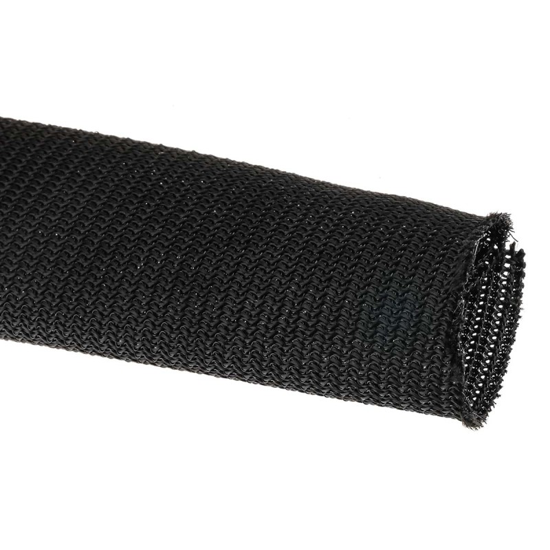 1 Bag of 3 M - RS PRO Braided PET Black Cable Sleeve, 20mm Diameter, 3m Length