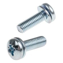 1 Bag of 100 - RS PRO M5 x 16 mmmm Zinc Plated Steel Pan Head Sems Screw, Plain Washer