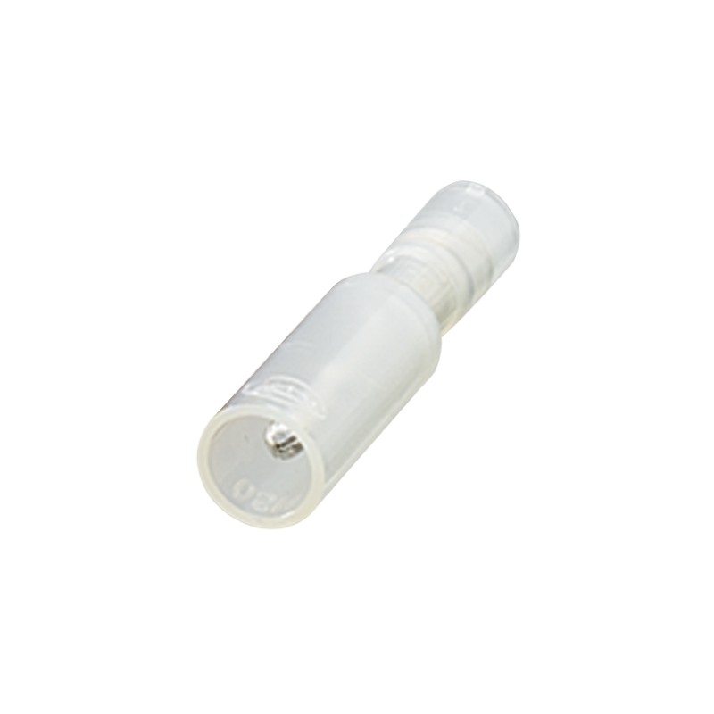 1 Pack of 5 - Nichifu, PC Insulated Male Crimp Bullet Connector, 0.5mm² to 0.75mm², 20AWG to 18AWG, 5.1mm Bullet diameter, Clear