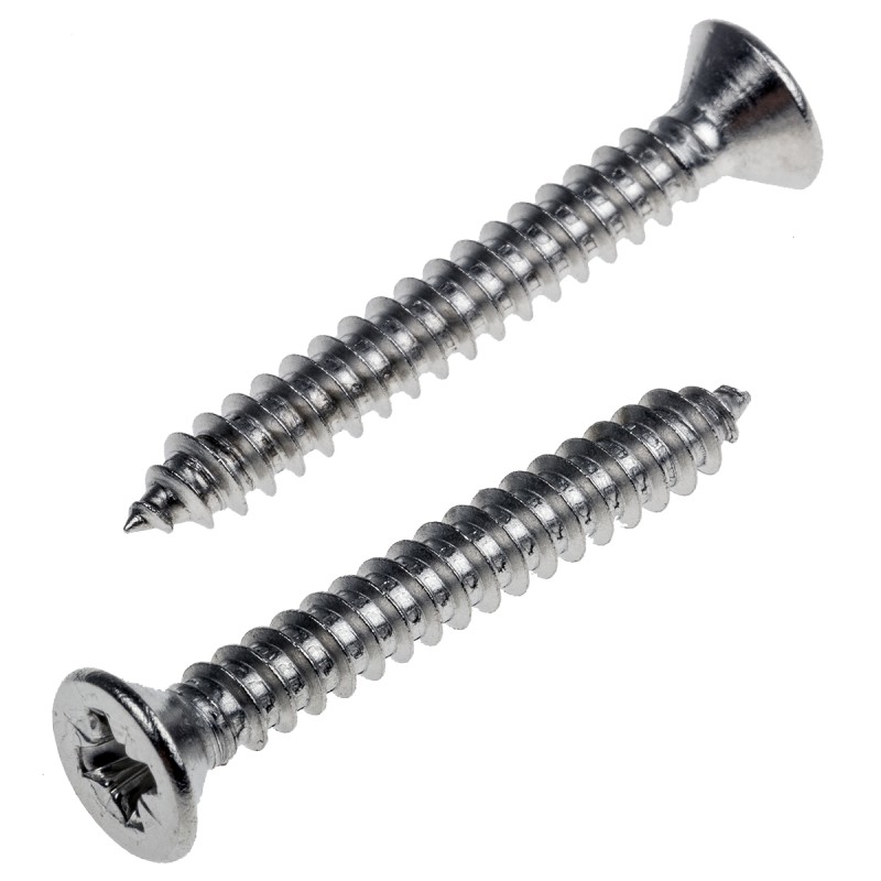 1 Bag of 100 - RS PRO Plain Stainless Steel Countersunk Head Self Tapping Screw, N°8 x 1.1/4in Long 32mm Long