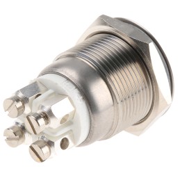 10 pcs - Bulgin MPI002 Series Illuminated Push Button Switch, Momentary, Panel Mount, 19.2mm Cutout, SPST, White LED, 24V dc,