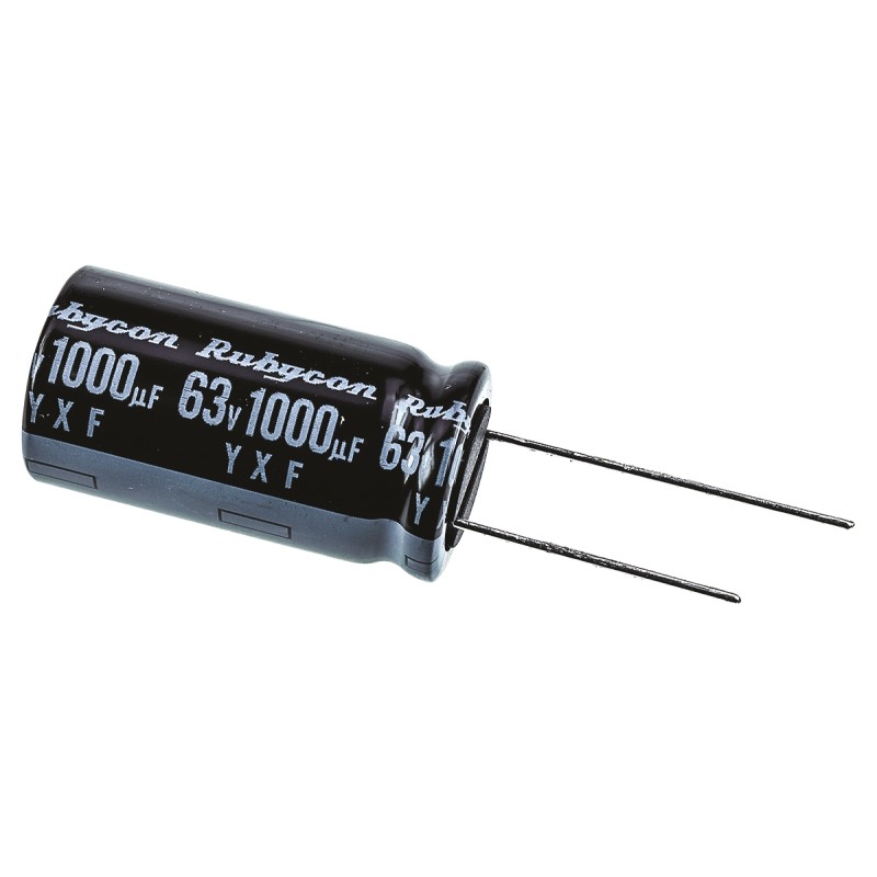 200 pcs - Rubycon 1000μF Aluminium Electrolytic Capacitor 63V dc, Radial, Through Hole - 63YXF1000M16X31.5