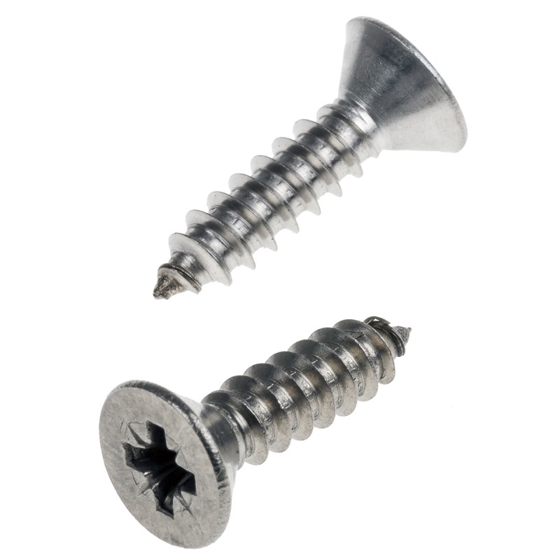 1 Bag of 100 - RS PRO Plain Stainless Steel Countersunk Head Self Tapping Screw, N°10 x 3/4in Long 19mm Long