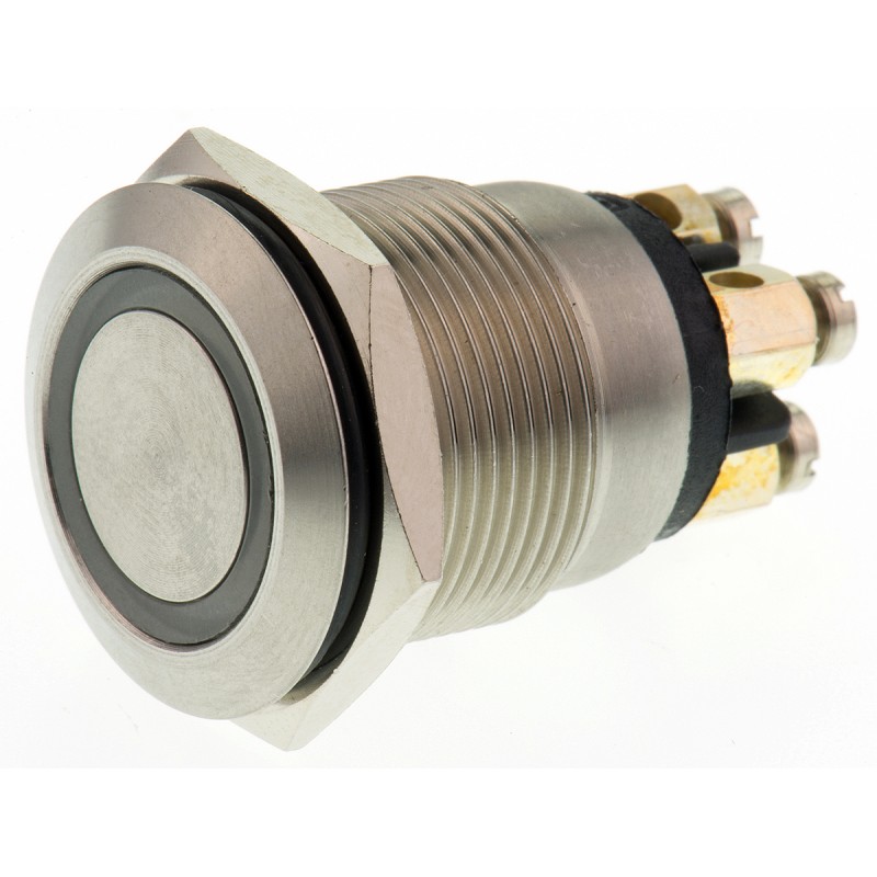 10 pcs - Bulgin MPI002 Series Illuminated Push Button Switch, Momentary, Panel Mount, 19.2mm Cutout, SPST, Red/Green LED, 24V