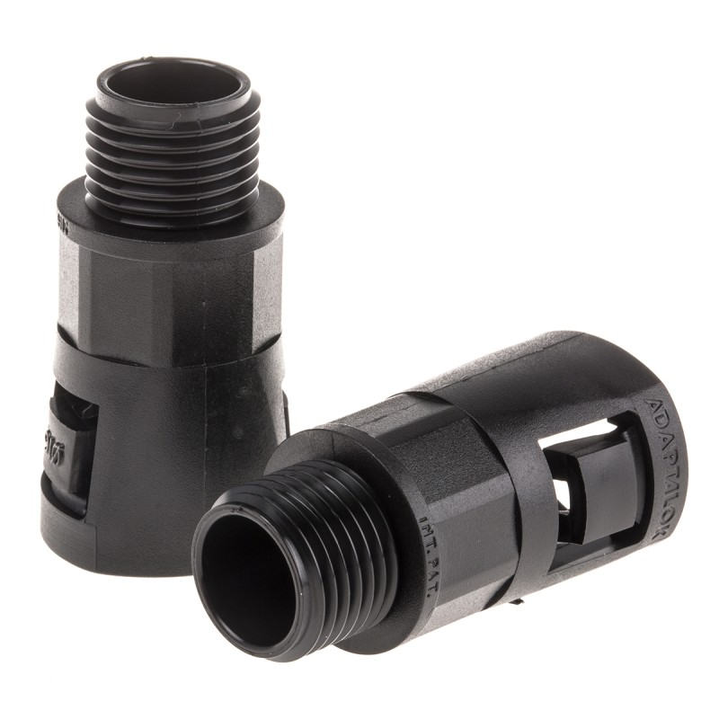 1 Pack of 5 - Adaptaflex Straight, Conduit Fitting, 16mm Nominal Size, M16, Nylon 66, Black