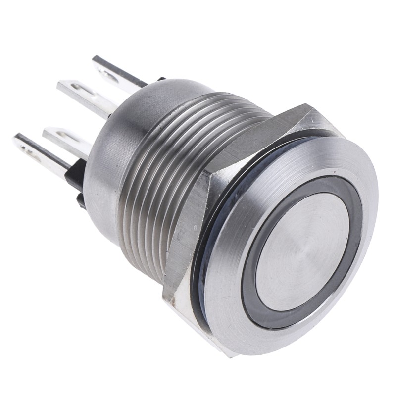 10 pcs - Bulgin MPI002 Series Illuminated Push Button Switch, Momentary, Panel Mount, 19.2mm Cutout, SPST, Red/Green LED, 24V