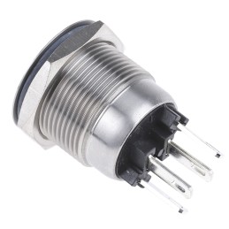 10 pcs - Bulgin MPI002 Series Illuminated Push Button Switch, Momentary, Panel Mount, 19.2mm Cutout, SPST, Red/Green LED, 24V