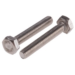 1 Bag of 100 - Plain Stainless Steel Hex, Hex Bolt, M4 x 25mm