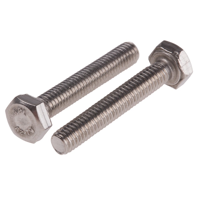 1 Bag of 100 - Plain Stainless Steel Hex, Hex Bolt, M4 x 25mm
