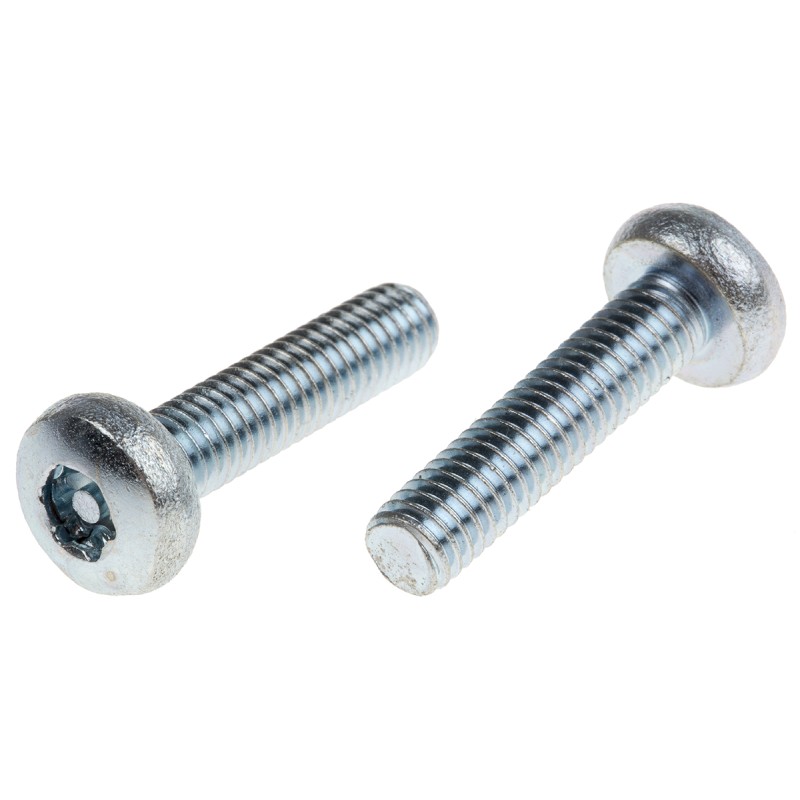 1 Bag of 100 - RS PRO Bright Zinc Plated Pan Steel Tamper Proof Security Screw, M6 x 25mm