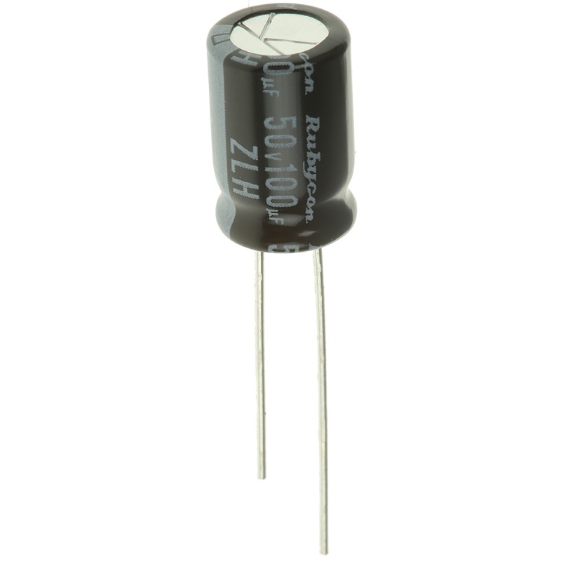 2000 pcs - Rubycon 100μF Aluminium Electrolytic Capacitor 50V dc, Radial, Through Hole - 50ZLH100MEFC8X11.5