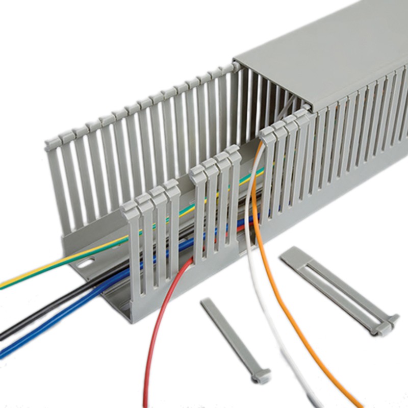 8 pcs - Betaduct Betaduct Metric Grey Slotted Panel Trunking - Open Slot, W40 mm x D80mm, L2m, PVC