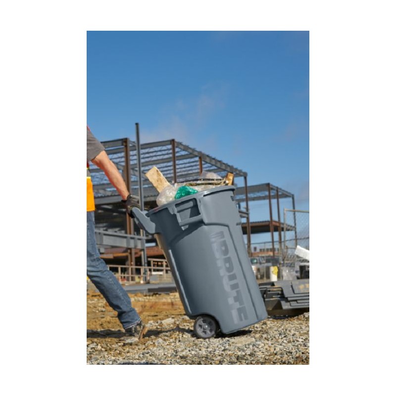 1 pcs - Rubbermaid Commercial Products Brute Wheeled 44gal Grey Polypropylene Waste Bin