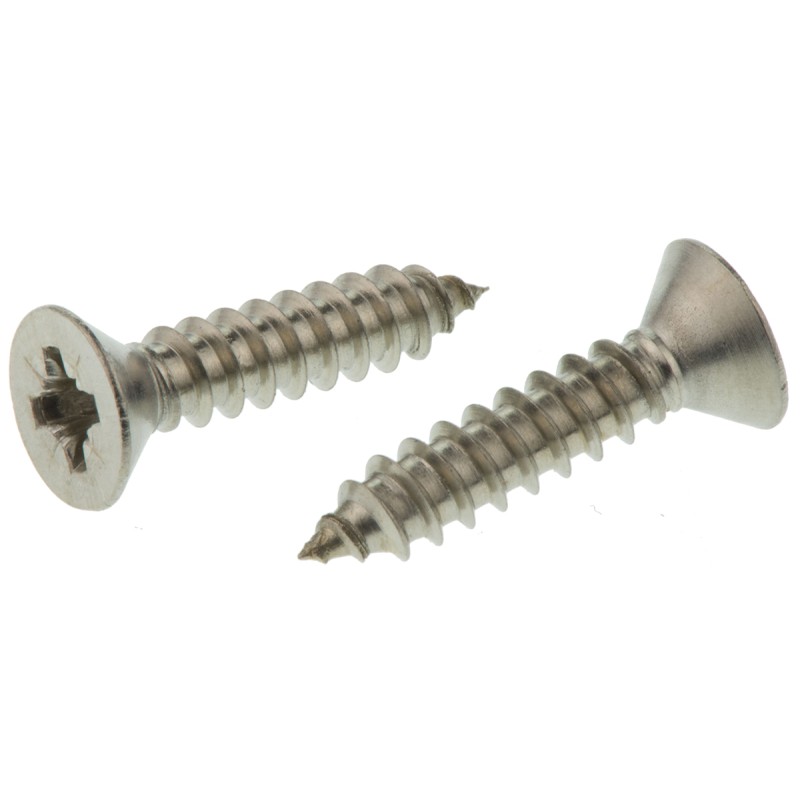 1 Bag of 100 - RS PRO Plain Stainless Steel Countersunk Head Self Tapping Screw, N°8 x 3/4in Long 19mm Long